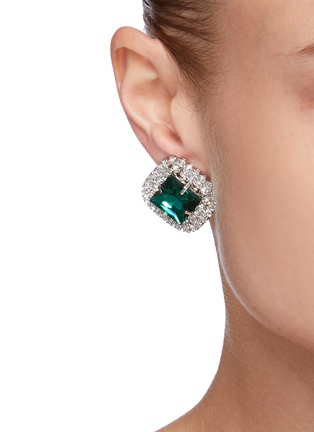 Back View - Click To Enlarge - VENNA - Strass embellished asymmetric earrings
