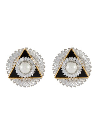 Main View - Click To Enlarge - VENNA - Crystal pearl layered round stud earrings