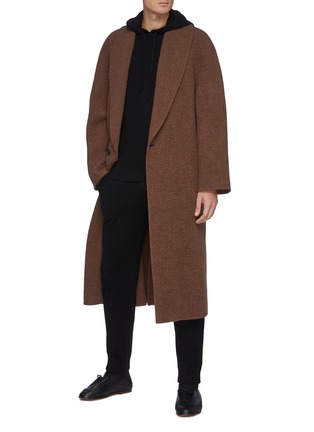 Figure View - Click To Enlarge - THE ROW - Ake' Belted Shawl Collar Cashmere Virgin Wool Blend Single Breasted Coat