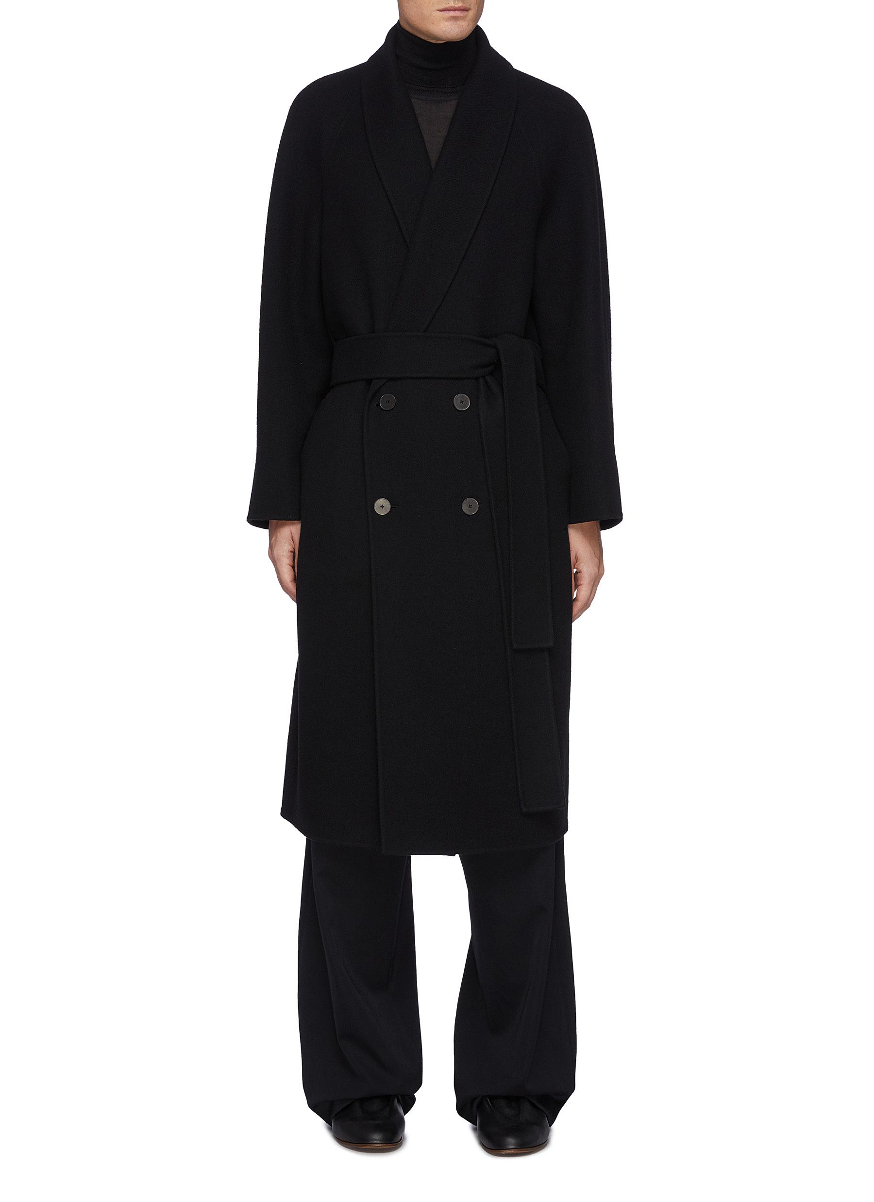 The Row Ferro Belted Shawl Collar Wool Blend Double Breasted Coat In Black black ModeSens