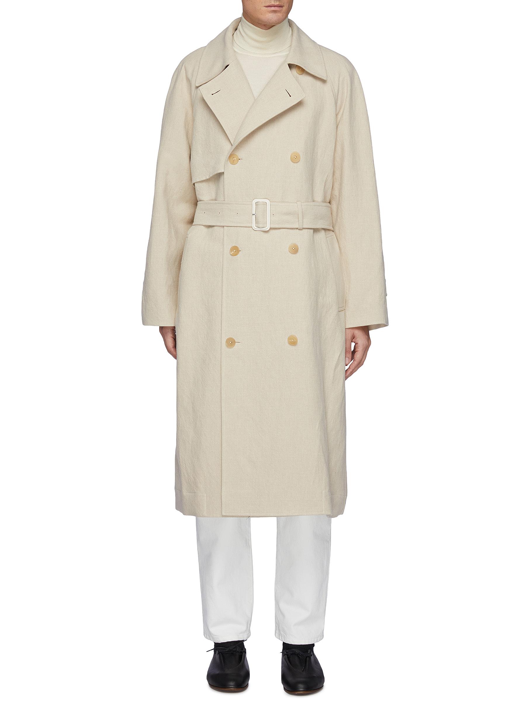 THE ROW OMAR' BELTED LINEN BLEND TRENCH COAT