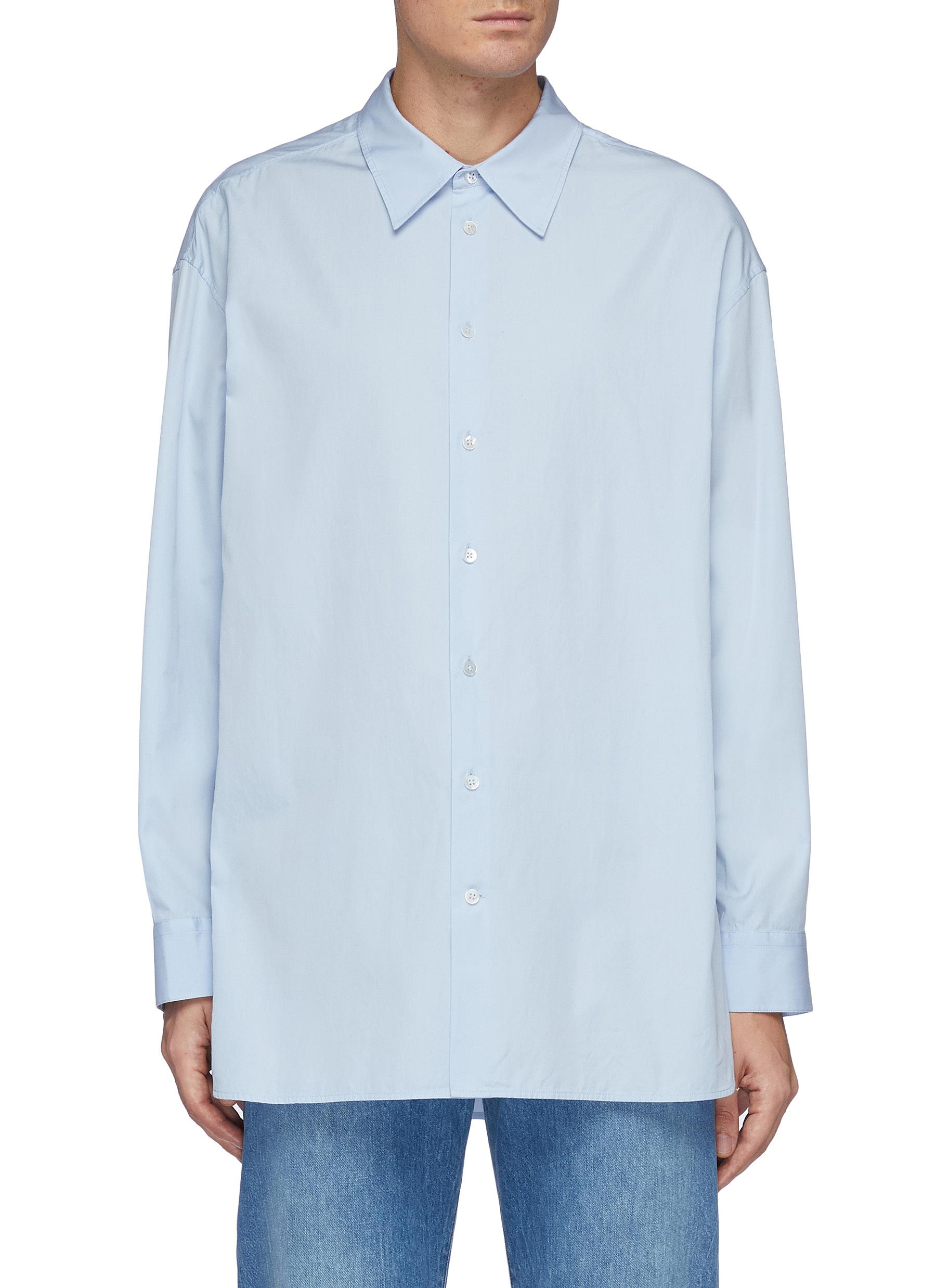 The Row Men's Lukre Solid Cotton Button-down Shirt In Blue,blue