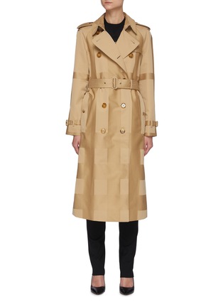 Main View - Click To Enlarge - BURBERRY - Duo-tonal Checked Cotton Trench Coat