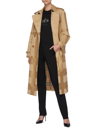 Figure View - Click To Enlarge - BURBERRY - Duo-tonal Checked Cotton Trench Coat