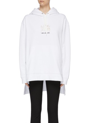 Main View - Click To Enlarge - BURBERRY - Deer Embroidered Long Back Cotton Hoodie