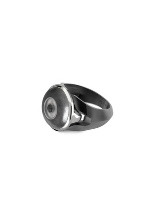 Detail View - Click To Enlarge - SPECTRUM - Gravity' hematite 9k white gold silver ring