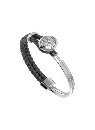 Detail View - Click To Enlarge - SPECTRUM - Diamond Orbit' platinum leather bracelet