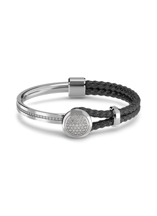 Main View - Click To Enlarge - SPECTRUM - Diamond Orbit' platinum leather bracelet