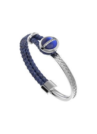 Detail View - Click To Enlarge - SPECTRUM - Orbit' Neptune diamond lapis lazuli platinum leather bracelet