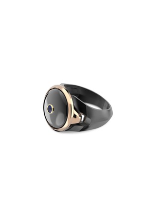 Detail View - Click To Enlarge - SPECTRUM - Gravity' tanzanite onyx 9k rose gold silver ring