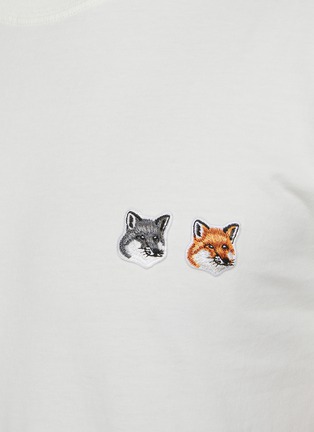  - MAISON KITSUNÉ - Double Fox Head Embroidered Patch Cotton T-shirt
