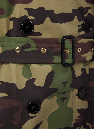  - BURBERRY - Camouflage print belted trench coat