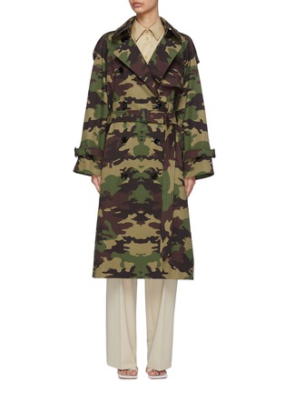 Main View - Click To Enlarge - BURBERRY - Camouflage print belted trench coat
