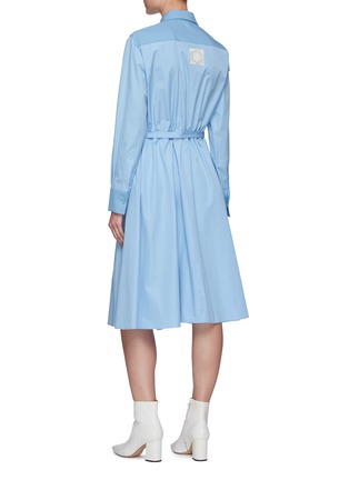 Back View - Click To Enlarge - STELLA MCCARTNEY - Mia' Belted Pointed Collar Panelled Cotton Midi Shirt Dress