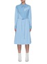 Main View - Click To Enlarge - STELLA MCCARTNEY - Mia' Belted Pointed Collar Panelled Cotton Midi Shirt Dress