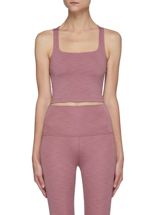 Main View - Click To Enlarge - BEYOND YOGA - Heather Rib Square Neck Cropped Tank