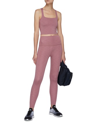 Figure View - Click To Enlarge - BEYOND YOGA - Heather Rib Square Neck Cropped Tank