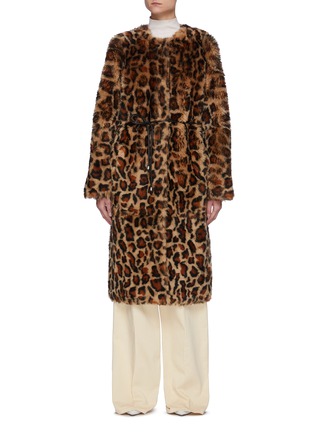 Main View - Click To Enlarge - YVES SALOMON - Reversible Belted Leopard Print Fur Coat