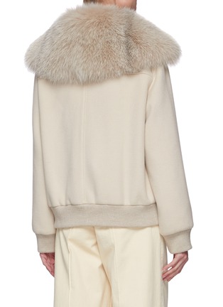 Back View - Click To Enlarge - YVES SALOMON - Fox Fur Collar Cashmere Wool Mix Zip Up Jacket