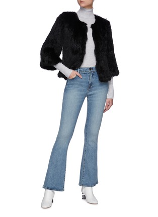 Figure View - Click To Enlarge - YVES SALOMON - Knitted Rabbit Fur Mid Sleeve Jacket