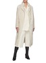 Figure View - Click To Enlarge - YVES SALOMON - Belted Shearling Front Panel Wool Cashmere Blend Coat