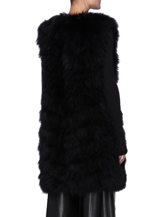 Back View - Click To Enlarge - YVES SALOMON - Banded Lambskin Fur Long Gilet
