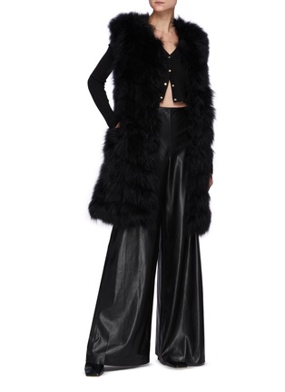 Figure View - Click To Enlarge - YVES SALOMON - Banded Lambskin Fur Long Gilet