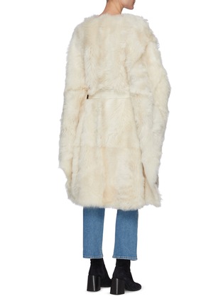 Back View - Click To Enlarge - YVES SALOMON - Belted Lamb Fur Poncho