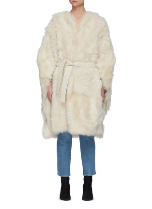 Main View - Click To Enlarge - YVES SALOMON - Belted Lamb Fur Poncho