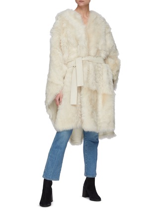 Figure View - Click To Enlarge - YVES SALOMON - Belted Lamb Fur Poncho
