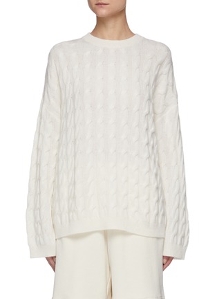 Main View - Click To Enlarge - LISA YANG - Seymour' Crew Neck Cable Knit Cashmere Sweater