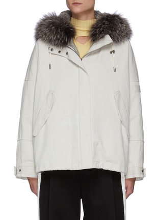 Main View - Click To Enlarge - YVES SALOMON ARMY - Fox Trim Chinchilla Lining Cropped Parka Jacket