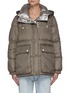 Main View - Click To Enlarge - ARMY BY YVES SALOMON - Reversible Two Tone Slogan Down Puffer Jacket