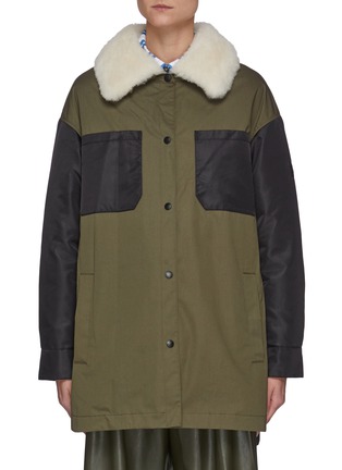 Main View - Click To Enlarge - ARMY BY YVES SALOMON - Shearling Collar Technical Padded Overshirt