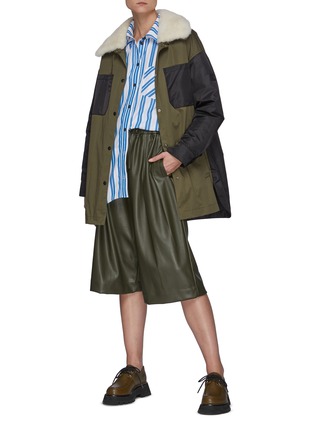 Figure View - Click To Enlarge - ARMY BY YVES SALOMON - Shearling Collar Technical Padded Overshirt