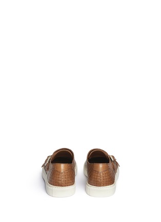 Back View - Click To Enlarge - DOUCAL'S - 'Mike' basketweave leather monk strap sneakers