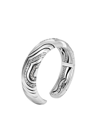 Detail View - Click To Enlarge - JOHN HARDY - Lahar Silver Diamond Kick Cuff Bracelet — Size M