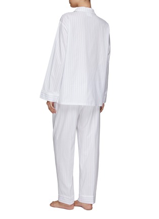 Front View - Click To Enlarge - LAGOM - MEDIUM PIPED PYJAMA SET — WHITE/BLUE