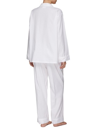 Front View - Click To Enlarge - LAGOM - LARGE PIPED PYJAMA SET — WHITE/PINK