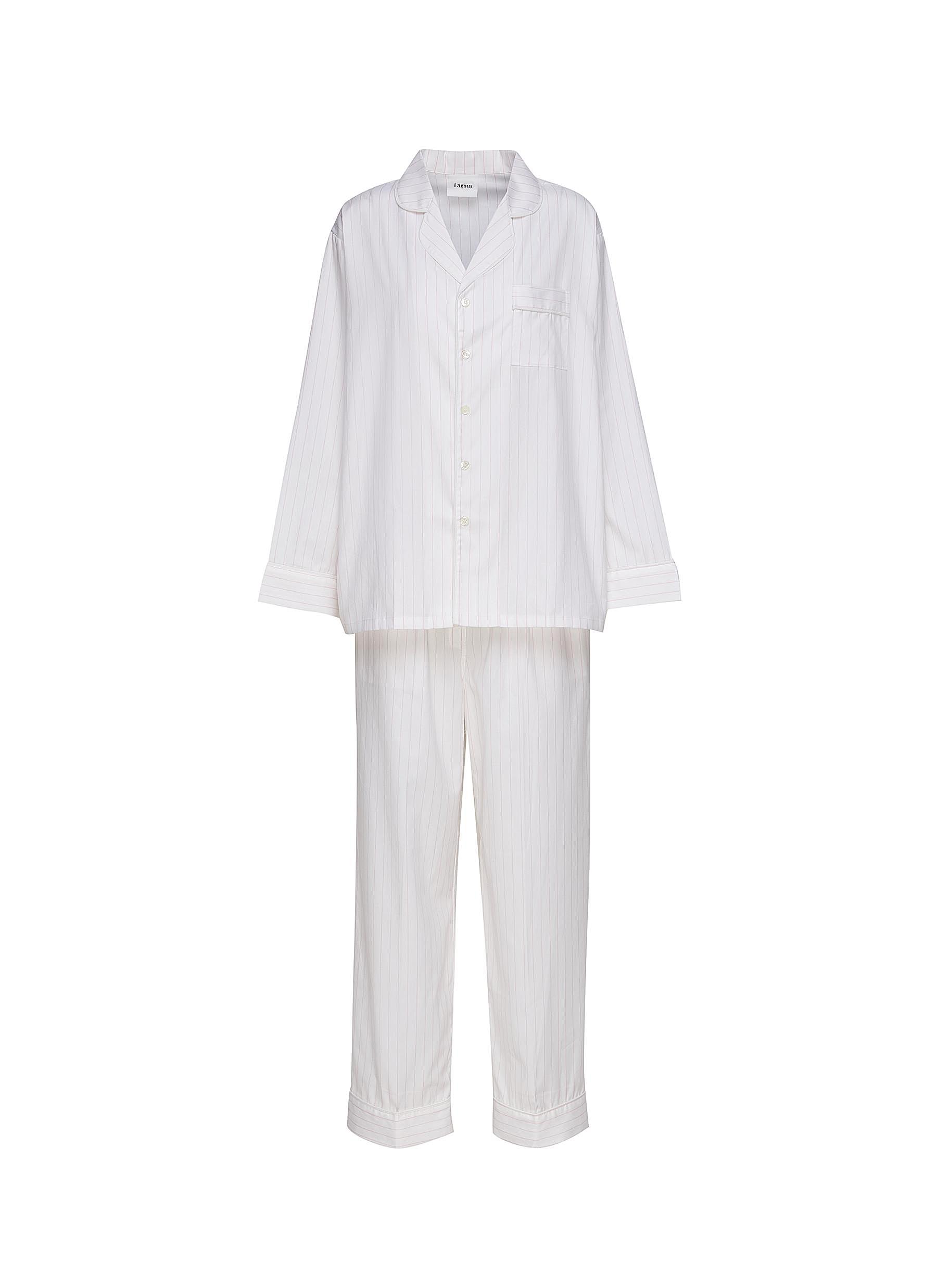 Lagom Small piped pyjama set - white/pink