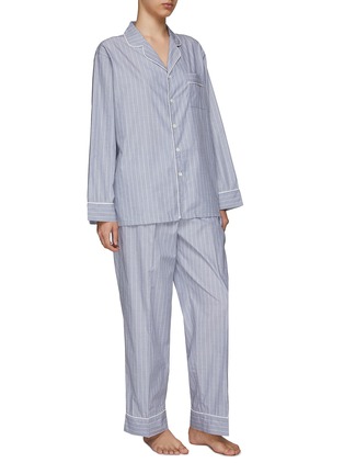 Front View - Click To Enlarge - LAGOM - Large PIPED PYJAMA SET – DARK GREY