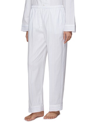 Back View - Click To Enlarge - LAGOM - LARGE PIPED PYJAMA SET — WHITE/BLUE