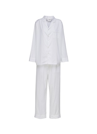 Main View - Click To Enlarge - LAGOM - LARGE PIPED PYJAMA SET — WHITE/BLUE