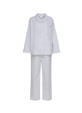 Main View - Click To Enlarge - LAGOM - SMALL PIPED PYJAMA SET — WHITE/BLUE