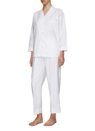 Front View - Click To Enlarge - LAGOM - LARGE PIPED PYJAMA SET — WHITE