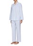 Front View - Click To Enlarge - LAGOM - MEDIUM PIPED PYJAMA SET — BLUE