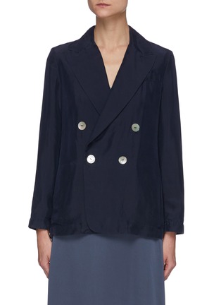 Main View - Click To Enlarge - VINCE - Flared Hem Double-breast Silk Blazer