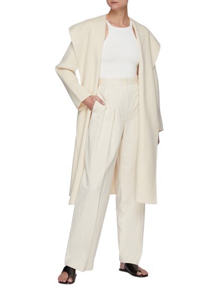 Figure View - Click To Enlarge - VINCE - Belted Draped Hood Wool Blend Coat