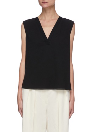 Main View - Click To Enlarge - VINCE - V-neck Sleeveless Cotton Blouse