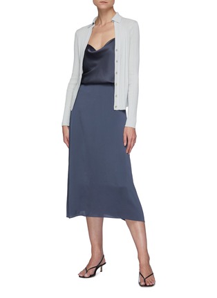 Figure View - Click To Enlarge - VINCE - Drape Neck Satin Cami